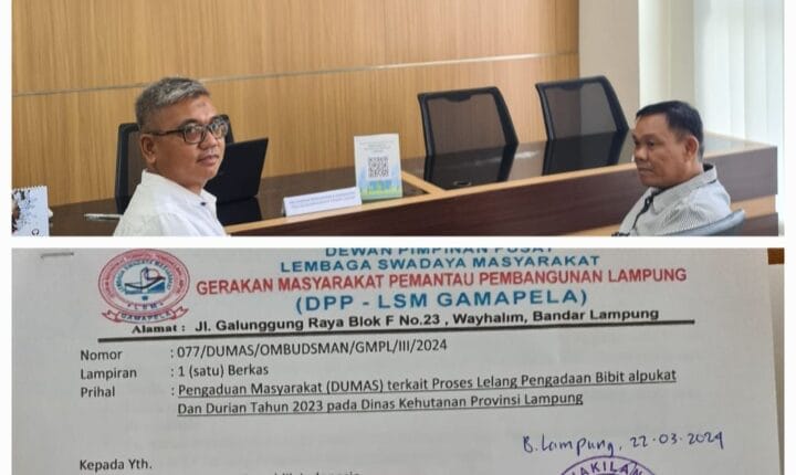  Gamapela Laporkan Dugaan Ketidaktransparanan Dinas Kehutanan Lampung ke Ombudsman RI