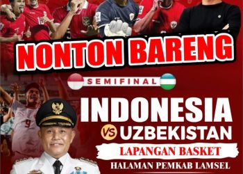 Bupati Lampung Selatan, H. Nanang Ermanto, Menggelar Nobar Indonesia Vs Uzbekistan dengan Sejumlah Games dan Doorprize