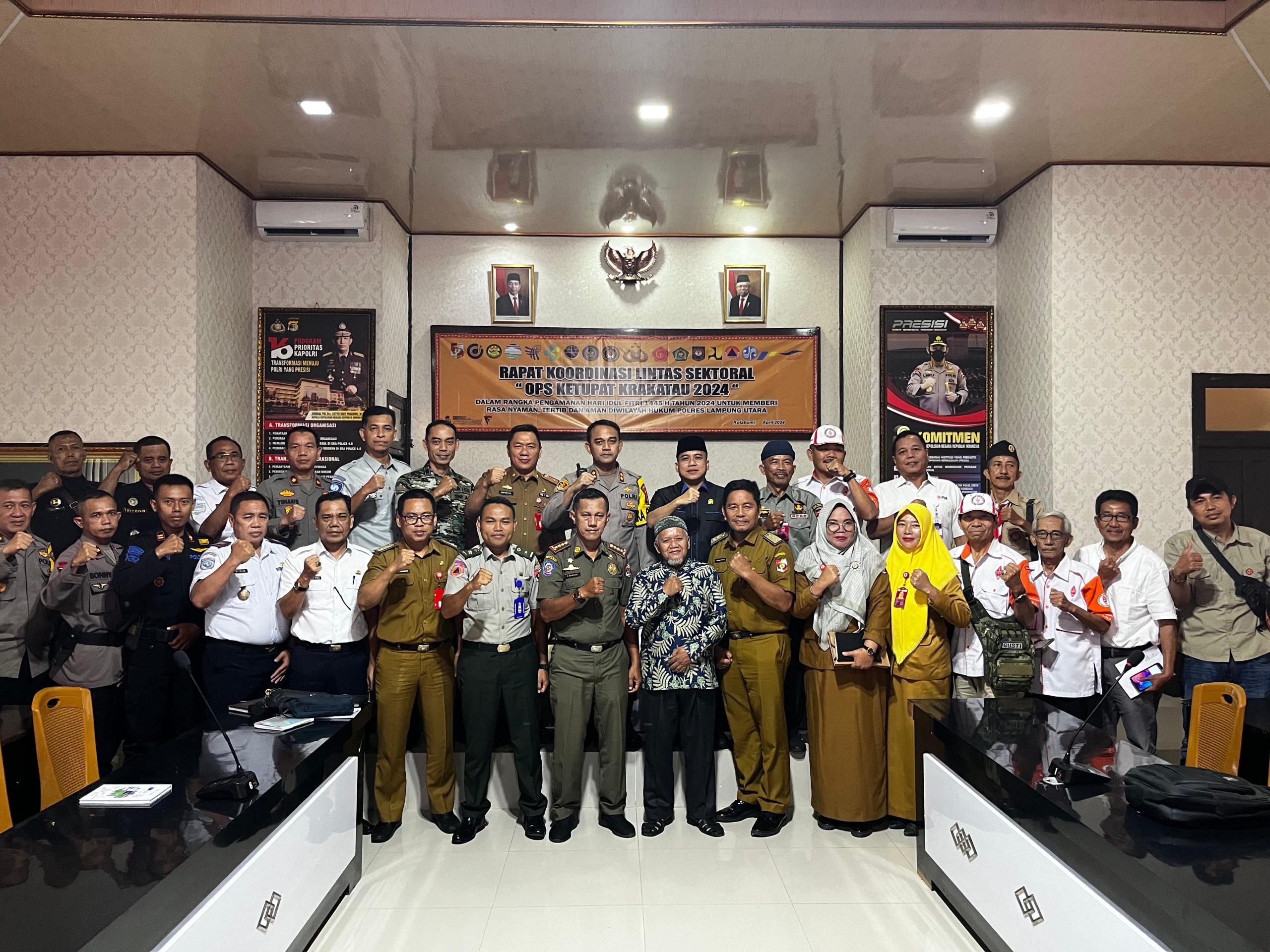 Jelang Pengamanan Hari Raya Idul Fitri 1445 H, Polres Lampung Utara Gelar Rakor Lintas Sektoral