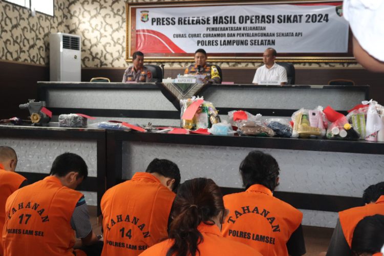 Dua Pekan Operasi Sikat Krakatau 2024, Polres Lampung Selatan Gelar Press Release