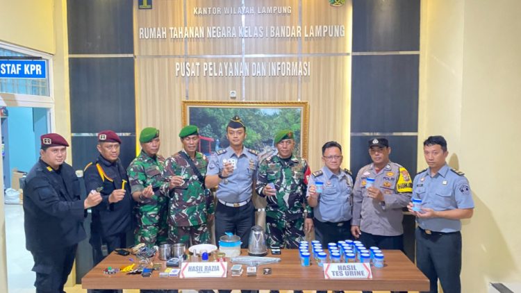 Rutan Kelas I Bandar Lampung Gencar Lakukan Razia Kamar WBP Didukung TNI dan Polri