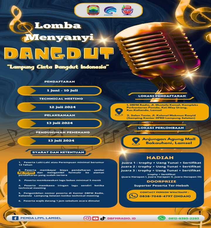 Radio DBFM dan Mall Agung Dermaga Eksekutif Gelar Lomba Karaoke Dangdut untuk Memajukan Lampung Selatan