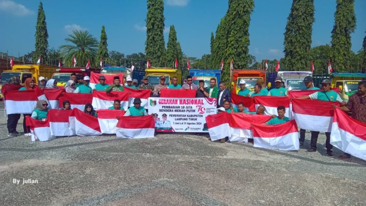 Gerakan Nasional Pembagian 10 Juta Bendera Merah Putih Dicanangkan di Lampung Timu