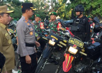 Antisipasi Gangguan Kamtibmas Jelang Pelantikan Presiden, Polresta Bandar Lampung Gelar Pasukan Bersama Forkompinda