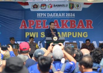 Ratusan Wartawan Lampung Ikuti Apel Akbar PWI Dukung Pilkada Damai 2024