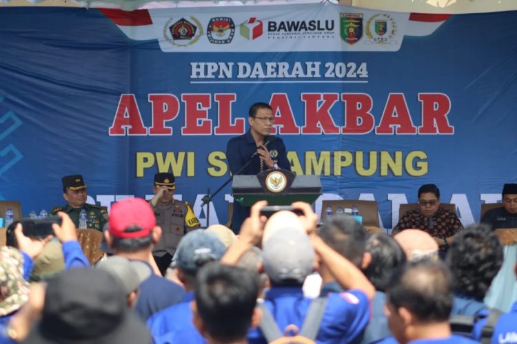 Ratusan Wartawan Lampung Ikuti Apel Akbar PWI Dukung Pilkada Damai 2024