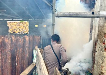 Polres Lampung Selatan Bersama Puskesmas Kalianda Lakukan Fogging Cegah Penyebaran DBD