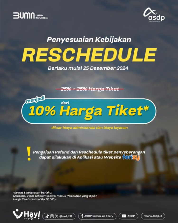 ASDP Permudah Refund dan Reschedule Tiket, Perjalanan Jadi Lebih Fleksibel