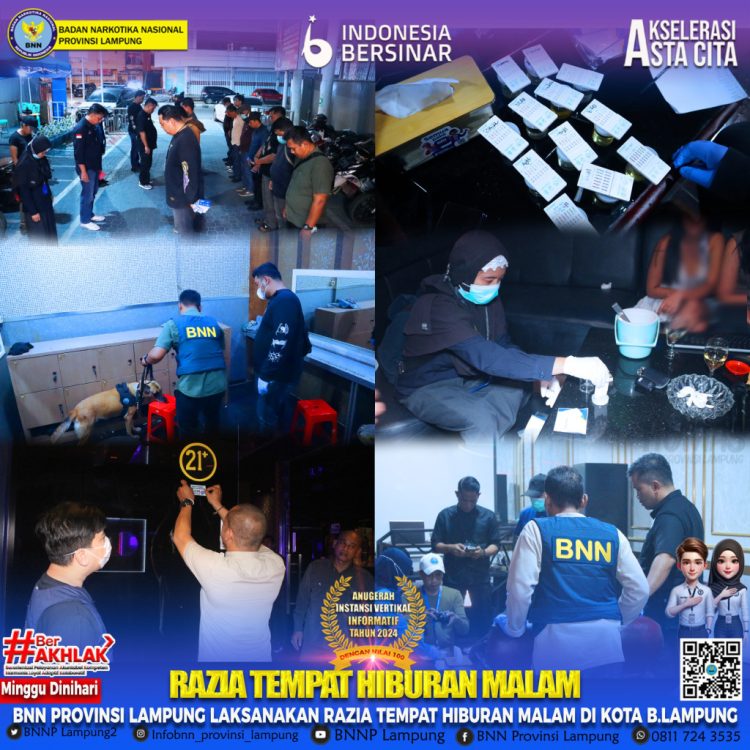 BNNP Lampung Gencar Lakukan Razia Narkoba di Tempat Hiburan Malam, Upaya Tanggulangi Penyalahgunaan