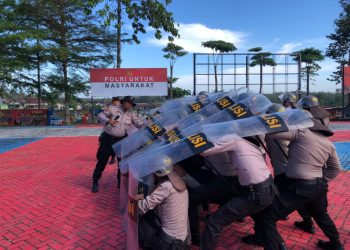 Jelang PSU, Kapolres Pesawaran Pimpin Langsung Latihan Dalmas: Siap Kawal Demokrasi Aman dan Damai