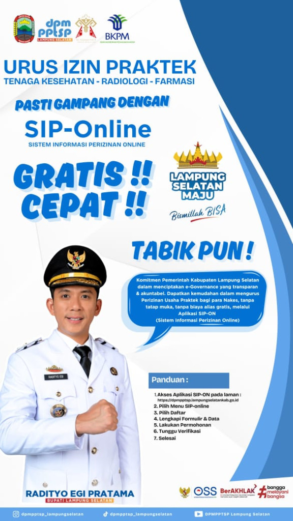 DPMPTSP Lamsel Luncurkan SIP-Online, Permudah Izin Praktik Nakes Dukung 100 Hari Kerja Bupati Egi