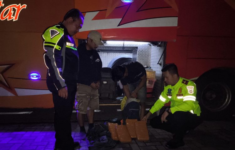 PJR Polda Lampung Gagalkan Penyelundupan 4 Kg Ganja di Tol Bakter, Pelaku Dibekuk Saat Bus Digeledah