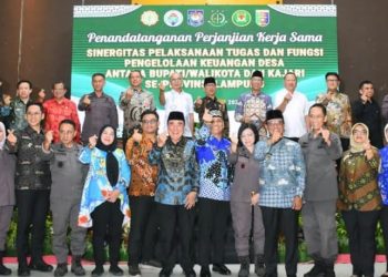 Bupati Lampung Selatan Hadiri Penandatanganan Kerja Sama “Jaga Desa” Perkuat Pengelolaan Keuangan Desa