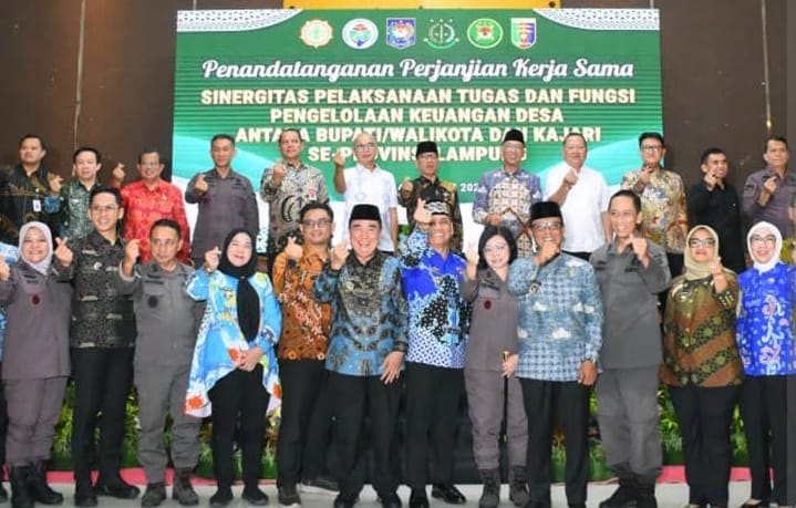 Bupati Lampung Selatan Hadiri Penandatanganan Kerja Sama “Jaga Desa” Perkuat Pengelolaan Keuangan Desa