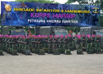 Siap Sambut HUT ke-80 TNI, Danbrigif 4 Marinir/BS Pimpin Apel Kesiapan Personel dan Material dengan Semangat Juang