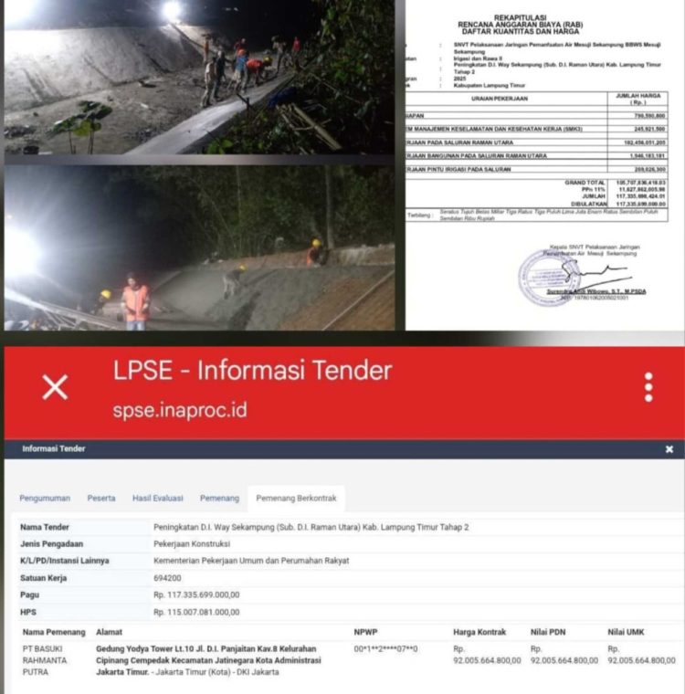 Proyek Rp92 Miliar BBWS Mesuji-Sekampung Jadi Sorotan, Upah Pekerja “Hilang”, LSM PRO RAKYAT Minta Kejati Lampung Bertanggung Jawab