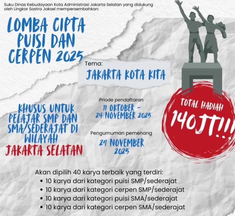 Ayo Ikut Lomba Menulis Sastra Berhadiah Total Rp 140 Juta