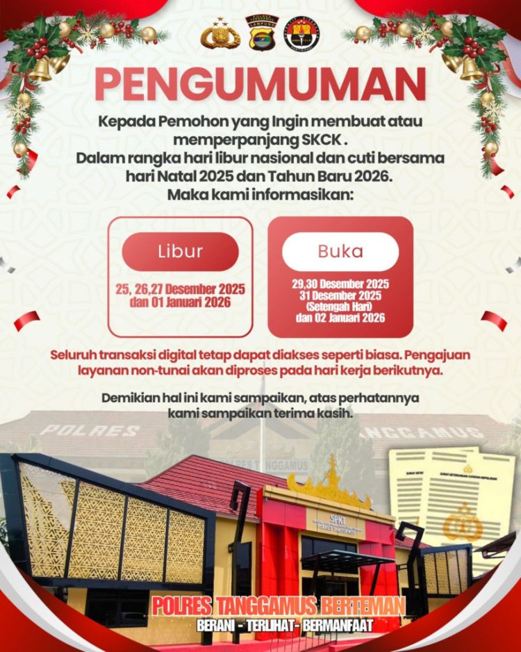 Polres Tanggamus Sesuaikan Pelayanan Selama Libur Natal dan Tahun Baru