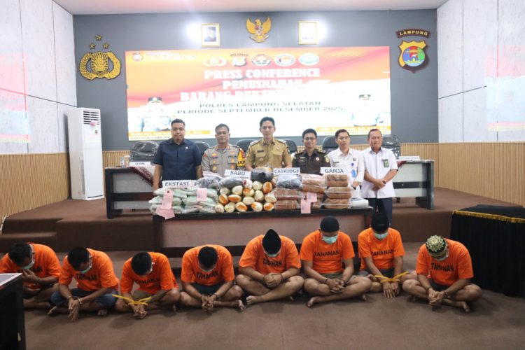Polres Lampung Selatan Musnahkan Narkotika Senilai Rp230 Miliar, Hampir 2 Juta Jiwa Diselamatkan