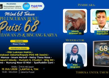 PDS HB Jassin Jadi Saksi Peluncuran Puisi 68, Isbedy Stiawan ZS Kembali Tegaskan Kiprah di Dunia Sastra