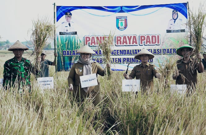Petani Wonosari Panen Raya, Pemkab Pringsewu Genjot Ketahanan Pangan