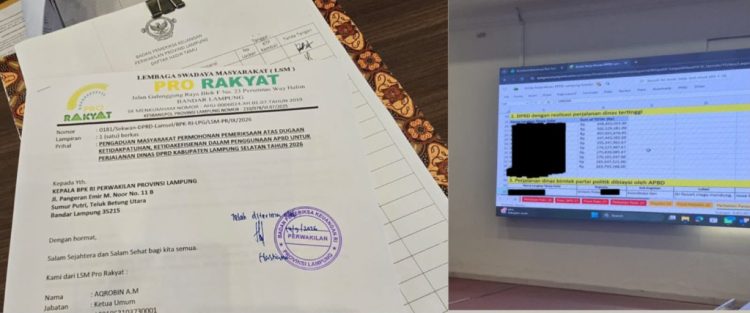 LSM PRO RAKYAT Laporkan Dugaan Ketidakpatuhan Anggaran Perjalanan Dinas DPRD Lamsel ke BPK